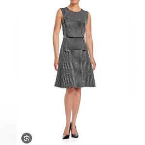 Tommy Hilfiger Black & White Check Sleeveless Skater Dress – Size 14